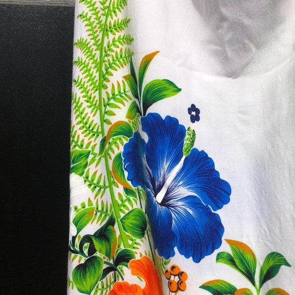 Women's Beach Vacation Hawaii Cover Up Sarong Wrap Floral Print White Blue Red - Picture 4 of 10